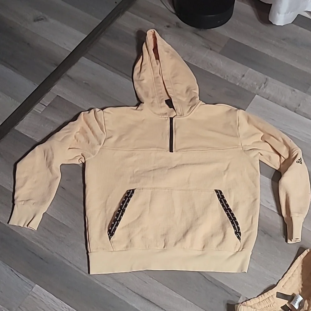 Adidas Men's Postgame Waffle Pullover Hoodie W/ Matching Jogger Pants Set Size M